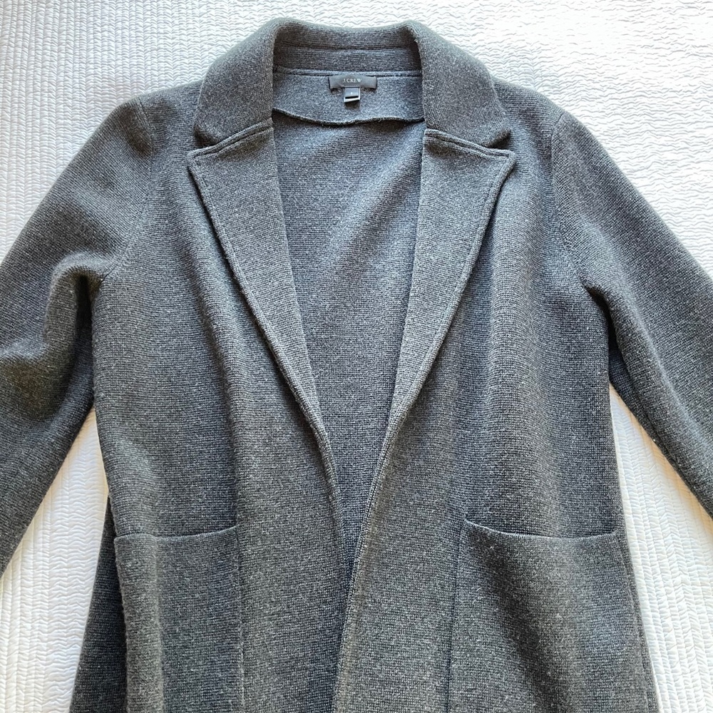 J. Crew Grey Knit Collared Coat